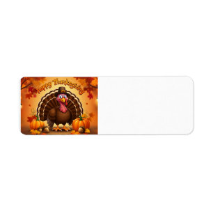 happy thanksgiving turkey return address label