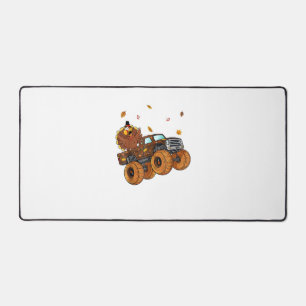 Happy Thanksgiving Turkey Riding Monster Truck Boy Desk Mat