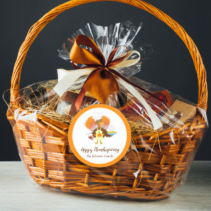 Happy Thanksgiving Turkey Serving Pie & Ice Cream Classic Round Sticker