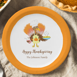 Happy Thanksgiving Turkey Serving Pie & Ice Cream Paper Plate