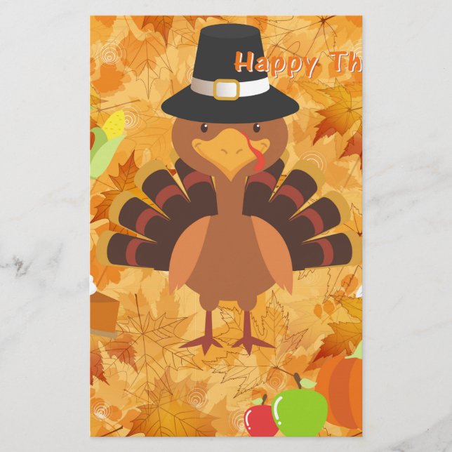 happy thanksgiving turkey stationery (Front)