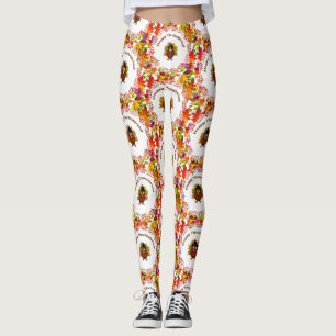 Happy Thanksgiving Turkey surrounded Fall Leaves   Leggings