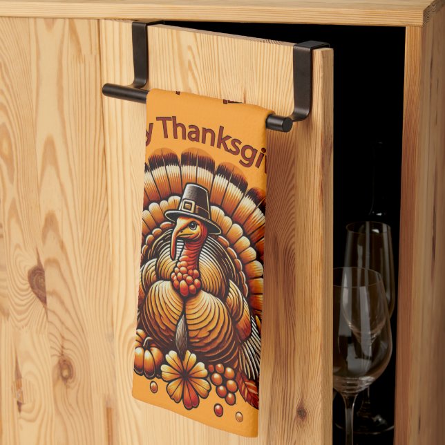 Happy Thanksgiving Turkey Tea Towel (Thirds Fold)