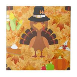happy thanksgiving turkey tile