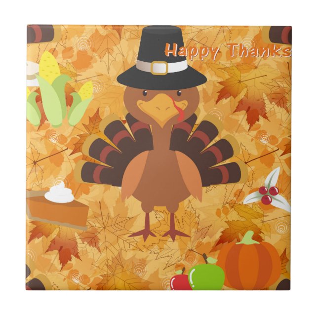 happy thanksgiving turkey tile (Front)