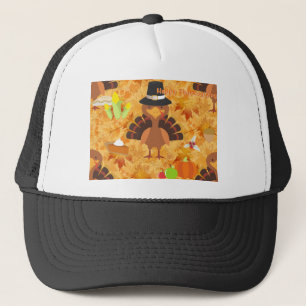 happy thanksgiving turkey trucker hat