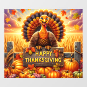 Happy Thanksgiving Turkey Window Cling