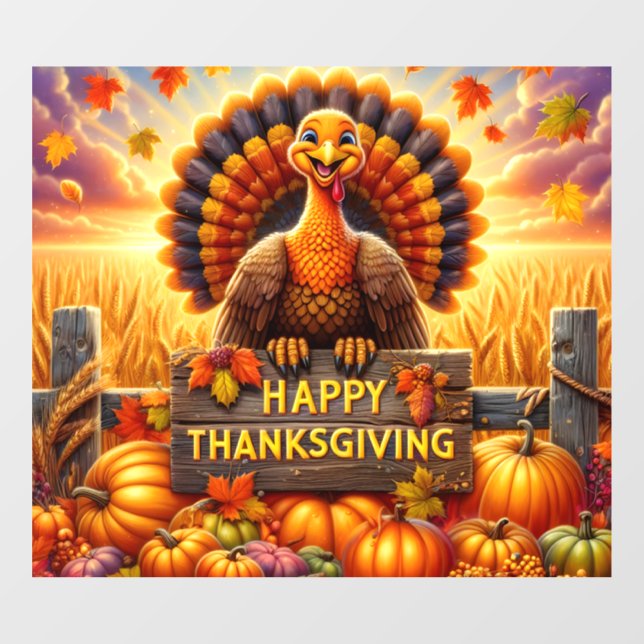 Happy Thanksgiving Turkey Window Cling (Sheet)