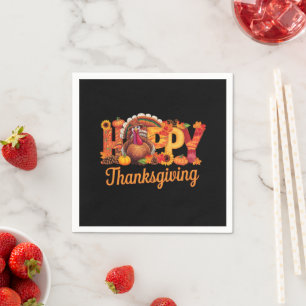 Happy Thanksgiving Turkeys Fall Napkin