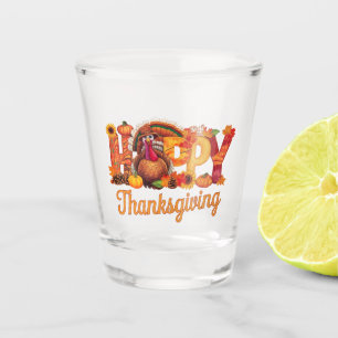 Happy Thanksgiving Turkeys Fall Shot Glass