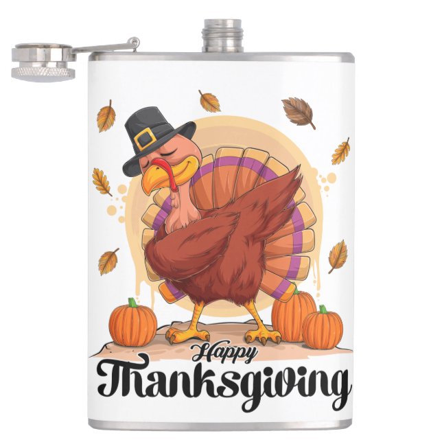 Happy Thanksgiving Typography Flask (Opened)