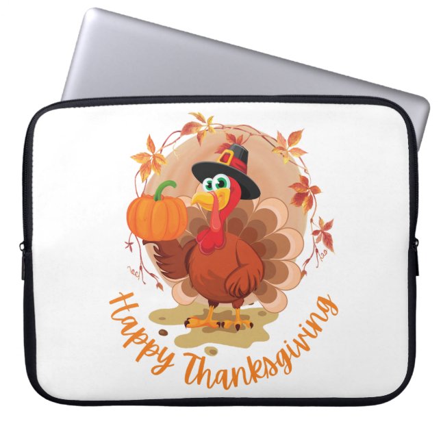 Happy Thanksgiving Typography  Laptop Sleeve (Front)
