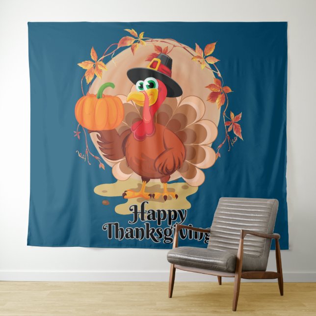 Happy Thanksgiving Typography Tapestry (In Situ (Horizontal))