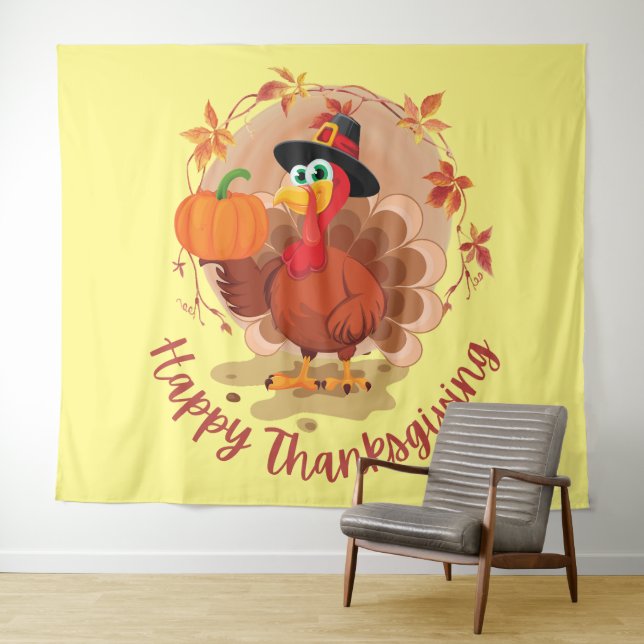 Happy Thanksgiving Typography Tapestry (In Situ (Horizontal))