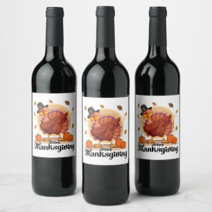 Happy Thanksgiving Typography Wine Label