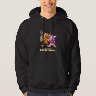 Happy Thanksgiving Unicorn Turkey Dabbing Funny Ki Hoodie