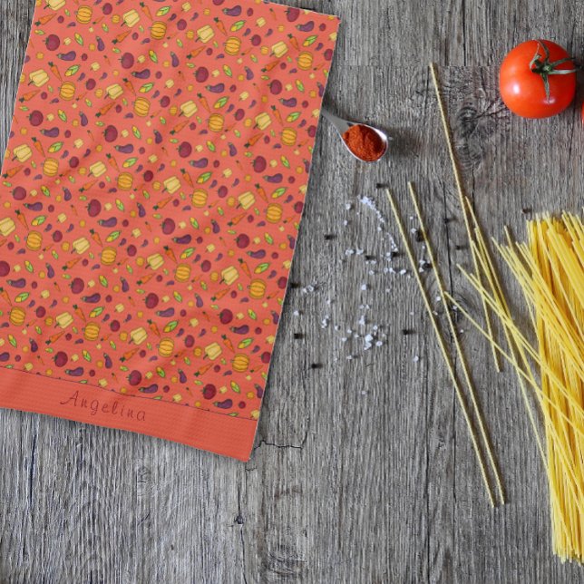 Happy thanksgiving  vegetables pattern orange tea towel (Creator Uploaded)
