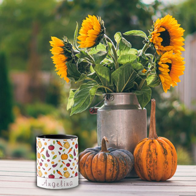 Happy thanksgiving  vegetables pattern white mug (Creator Uploaded)