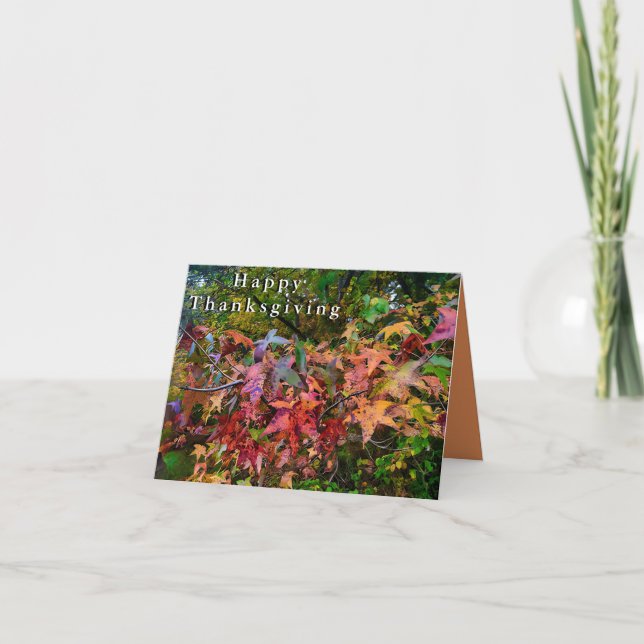 Happy Thanksgiving - Vibrant Fall Foliage Card (Front)