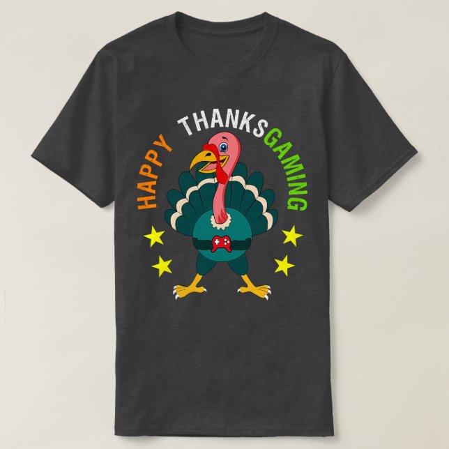 Happy Thanksgiving Video Game Turkey For Boy Girl  T-Shirt (Design Front)