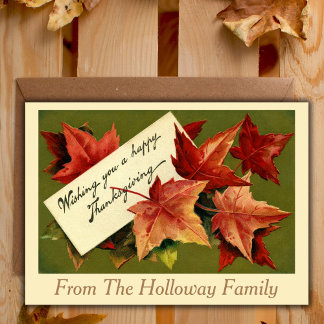 Happy Thanksgiving Vintage Custom Thanksgiving Holiday Card