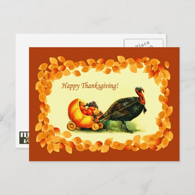 Happy Thanksgiving. Vintage Design Postcards (Front/Back)