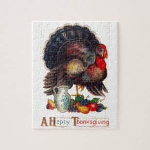 Happy Thanksgiving Vintage Turkey Jigsaw Puzzle
