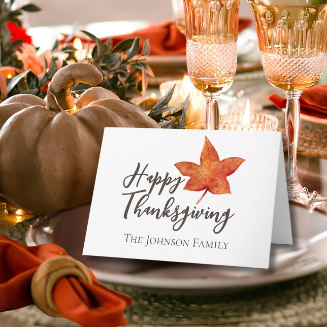 Happy Thanksgiving Watercolor Maple Leaf Card (Creator Uploaded)