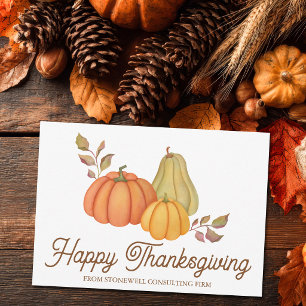 Happy Thanksgiving Watercolor Pumpkins Customised Holiday Card