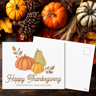 Happy Thanksgiving Watercolor Pumpkins Customised Holiday Postcard