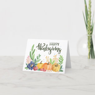 Happy Thanksgiving Watercolor Pumpkins Holiday Card