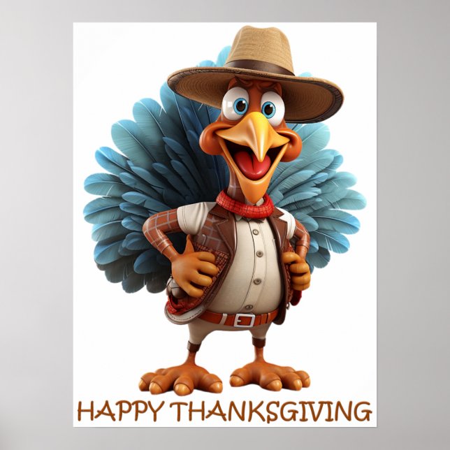 Happy Thanksgiving Western Turkey Poster (Front)