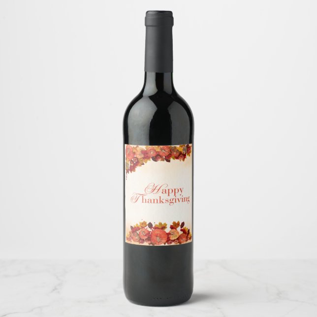 Happy thanksgiving wine label (Front)