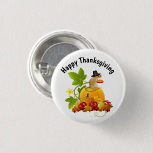 Happy Thanksgiving with Cute Pilgrim Mouse  3 Cm Round Badge