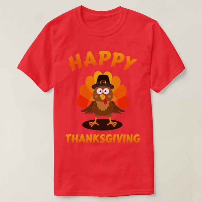 Happy thanksgiving with cute turkey for holiday se T-Shirt (Design Front)