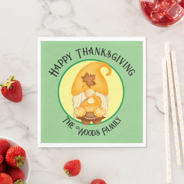Happy Thanksgiving with family name (editable) Napkin (Insitu)