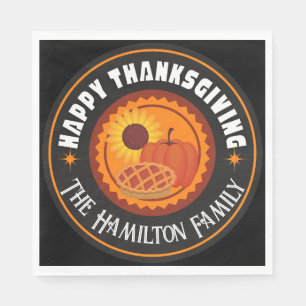Happy Thanksgiving with family name (editable) Napkin