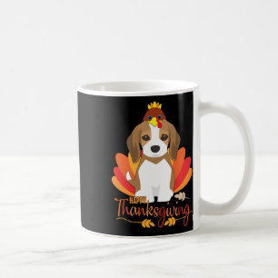 Happy Thanksgiving With Turkey Beagle Dog Cute Pup Coffee Mug