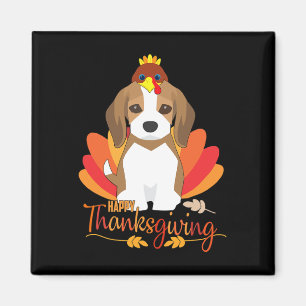 Happy Thanksgiving With Turkey Beagle Dog Cute Pup Magnet