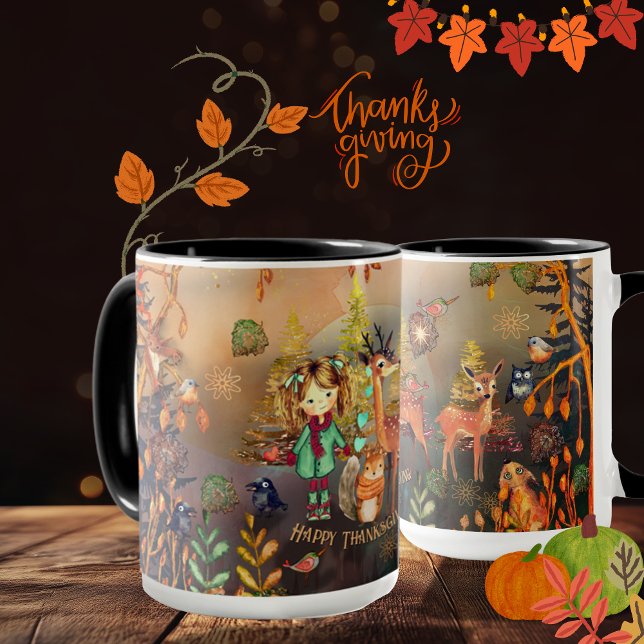 Happy Thanksgiving Woodland Animals Mug (Happy Thanksgiving Woodland Animals Mug)