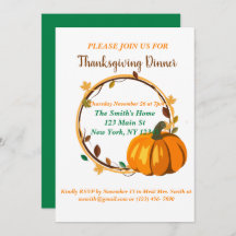 Happy Thanksgiving Wreath Invitation