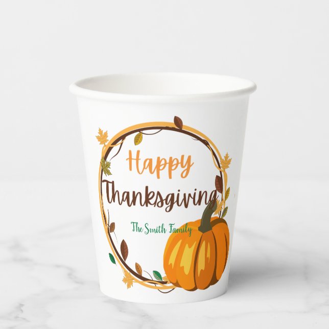 Happy Thanksgiving Wreath Paper cup (Front)