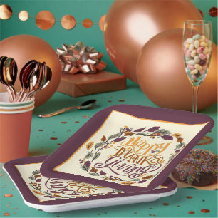 Happy Thanksgiving wreath Paper Plate