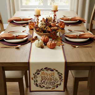 Happy Thanksgiving wreath Short Table Runner
