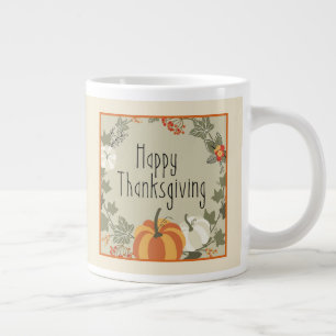 Happy Thanksgiving Wreath w/Pumpkin Mug
