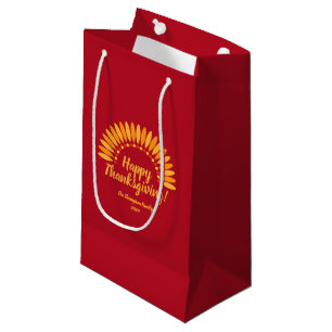 Happy Thanksgiving Yellows Red Add Name & Year Small Gift Bag