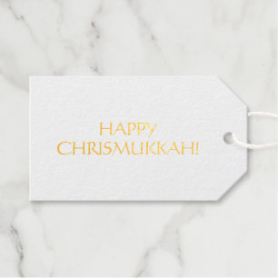 Happy Thanksgivukkah gold simple elegant chic Gift Tags