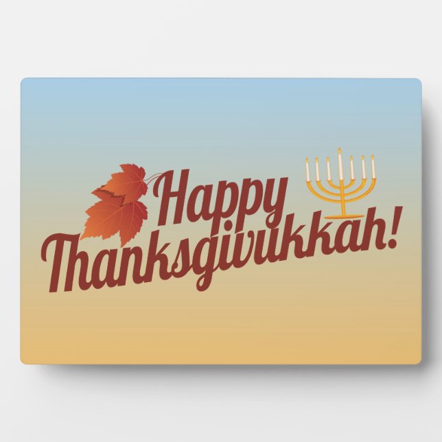 Happy Thanksgivukkah Menorah/Leaf Plaque (Front)
