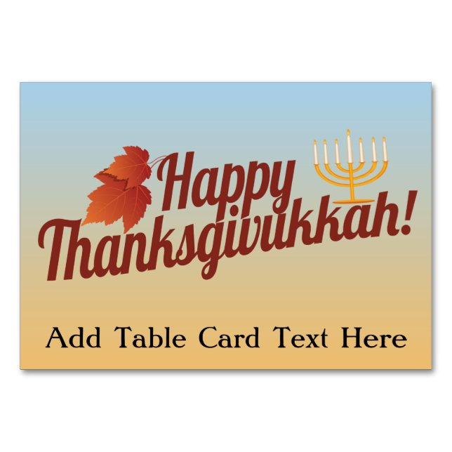 Happy Thanksgivukkah Menorah/Leaf Table Number (Front)