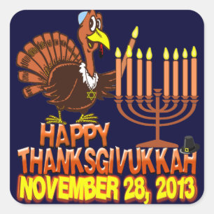 Happy Thanksgivukkah Thankgiving Hanukkah 2013 Square Sticker